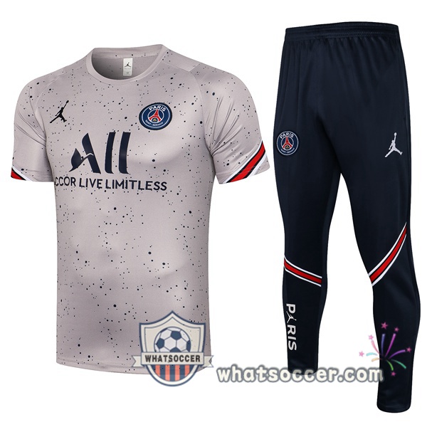 Paris PSG Jordan Training T-Shirts + Pants Gray 2021-2022