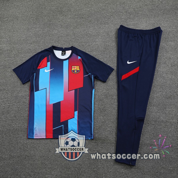 FC Barcelona Training T-Shirts + Pants Blue Red 2021-2022