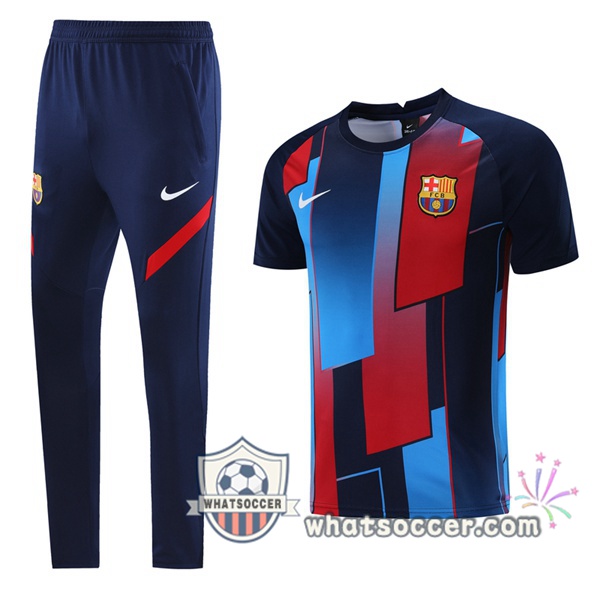 FC Barcelona Training T-Shirts + Pants Blue Red 2021-2022