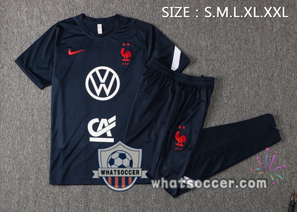 France Training T-Shirts + Pants Blue Royal 2021-2022