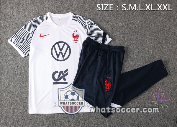 France Training T-Shirts + Pants White 2021-2022
