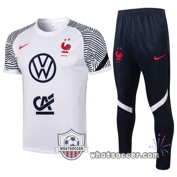 France Training T-Shirts + Pants White 2021-2022