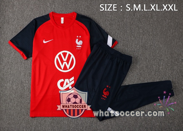 France Training T-Shirts + Pants Red 2021-2022
