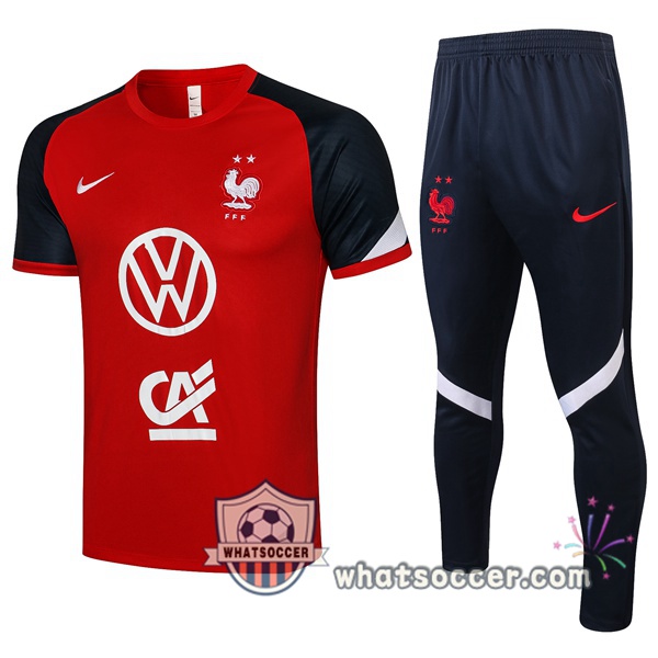 France Training T-Shirts + Pants Red 2021-2022