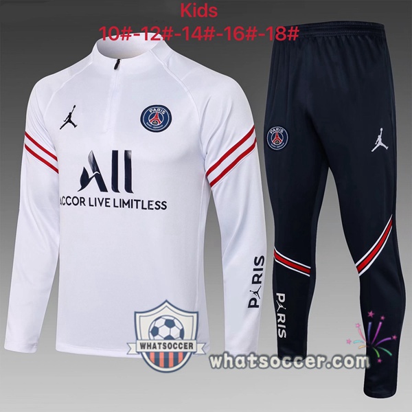 JORDAN Paris PSG Kids White Tracksuit 2021-2022