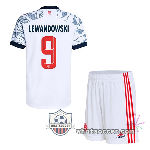 Bayern Munich (Lewandowski 9) Kids Third Soccer Jerseys 2021-2022