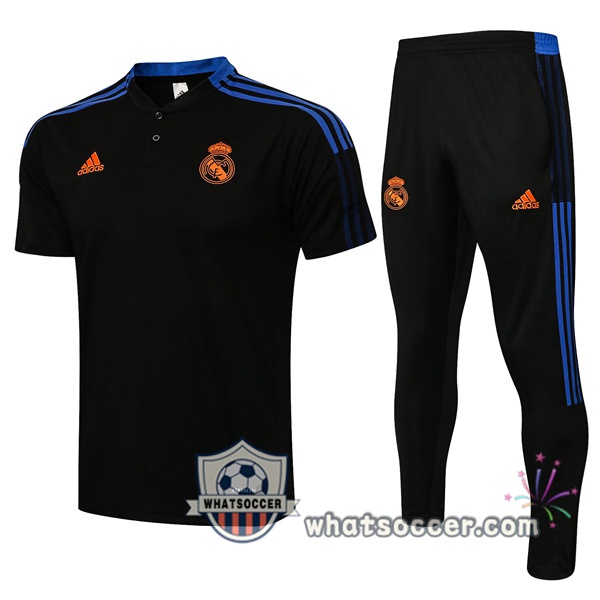 Training Polo Real Madrid + Pants Black 2021-2022