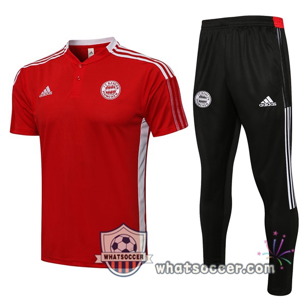 Training Polo Bayern Munich + Pants Red 2021-2022