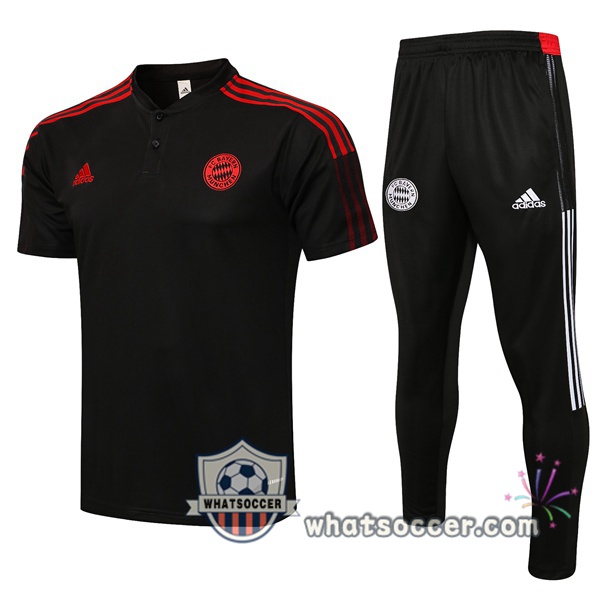 Training Polo Bayern Munich + Pants Black 2021-2022
