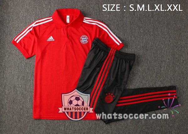 Training Polo Bayern Munich + Pants Red 2021-2022
