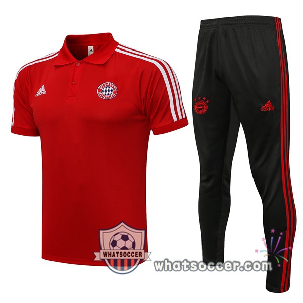 Training Polo Bayern Munich + Pants Red 2021-2022