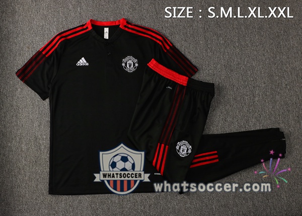 Training Polo Manchester United + Pants Black 2021-2022