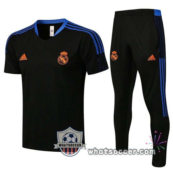 Real Madrid + Pants Black Training T-Shirt Suit 2021-2022