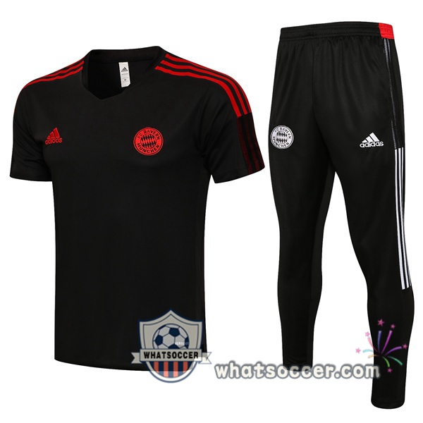 Bayern Munich + Pants Black Training T-Shirt Suit 2021-2022