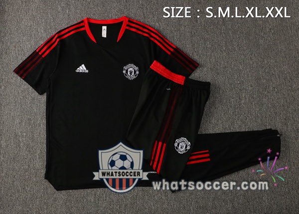 Manchester United + Pants Black Training T-Shirt Suit 2021-2022