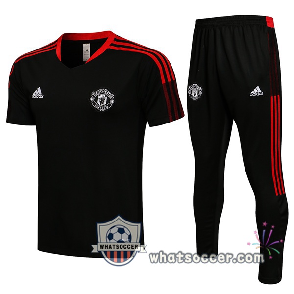 Manchester United + Pants Black Training T-Shirt Suit 2021-2022