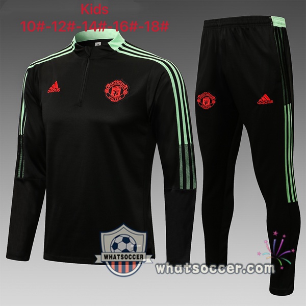 Manchester United Kids Black Green Tracksuit 2021-2022
