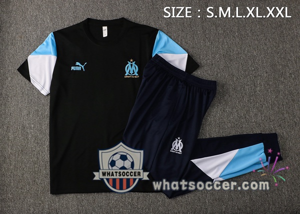 Marseille OM + Pants Black Training T-Shirt Suit 2021-2022