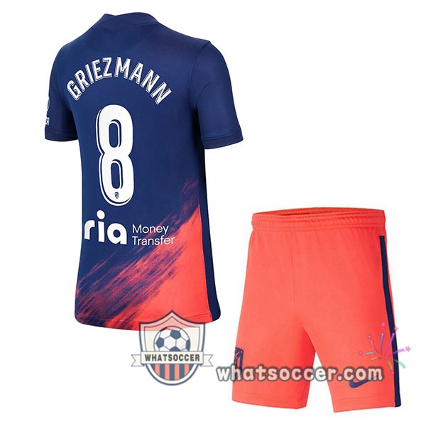 Atletico Madrid (GRIEZMANN 8) Kids Away Soccer Jerseys 2021-2022
