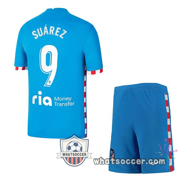 Atletico Madrid (Suárez 9) Kids Third Soccer Jerseys 2021-2022