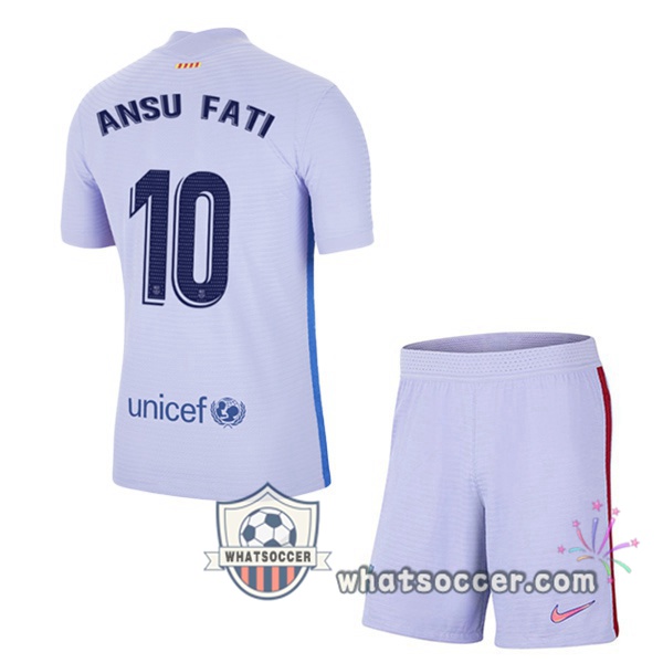FC Barcelona (Ansu Fati 10) Kids Away Soccer Jerseys 2021-2022