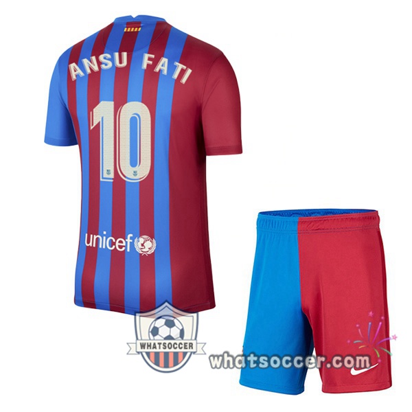FC Barcelona (Ansu Fati 10) Kids Home Soccer Jerseys 2021-2022