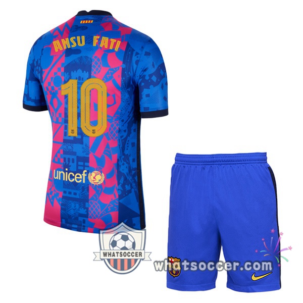 FC Barcelona (Ansu Fati 10) Kids Third Soccer Jerseys 2021-2022