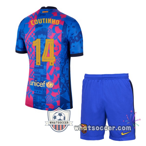FC Barcelona (Coutinho 14) Kids Third Soccer Jerseys 2021-2022
