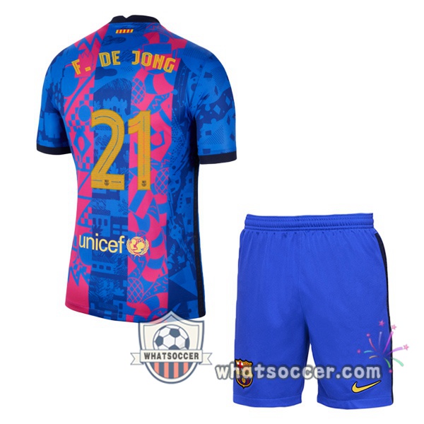 FC Barcelona (F. DE JONG 21) Kids Third Soccer Jerseys 2021-2022