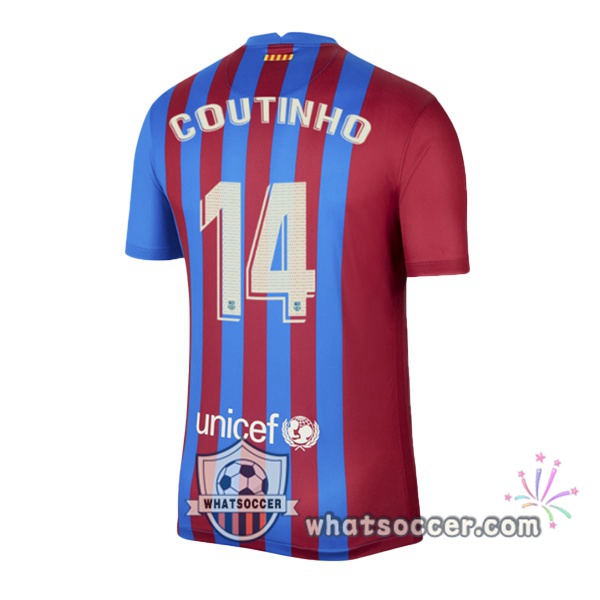 FC Barcelona (Coutinho 14) Home Soccer Jerseys 2021-2022