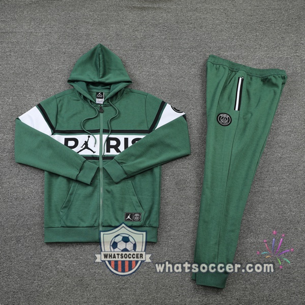 JORDAN Paris PSG Green Hooded Jacket 2021-2022