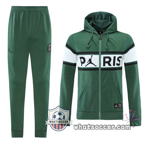 JORDAN Paris PSG Green Hooded Jacket 2021-2022