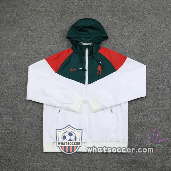 FC Liverpool White Windbreaker Hoodie 2021-2022