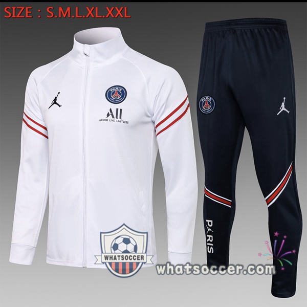 JORDAN Paris PSG Kids White Tracksuit 2021-2022