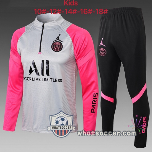 JORDAN Paris PSG Kids Rose Gray Tracksuit 2021-2022