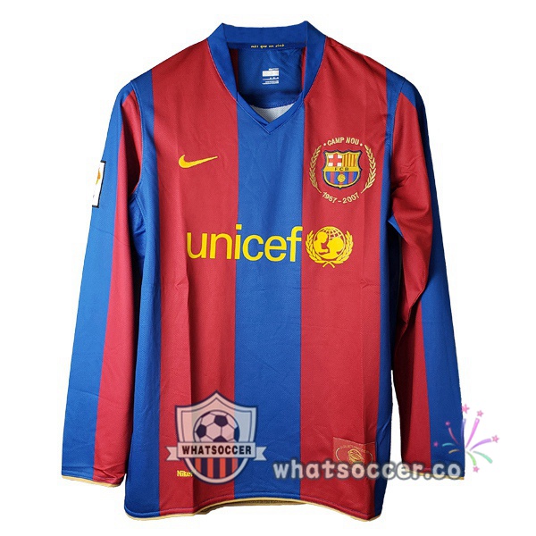 2007 2008 FC Barcelona Long Sleeve Home Retro Jerseys