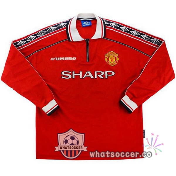 1998 1999 Manchester United Long Sleeve Home Retro Jerseys