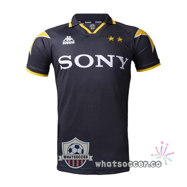 1996-1997 Juventus Away Retro Jerseys Black Yellow