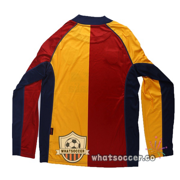 2001-2002 Roma Third Away Retro Jerseys Long Sleeve Yellow Red