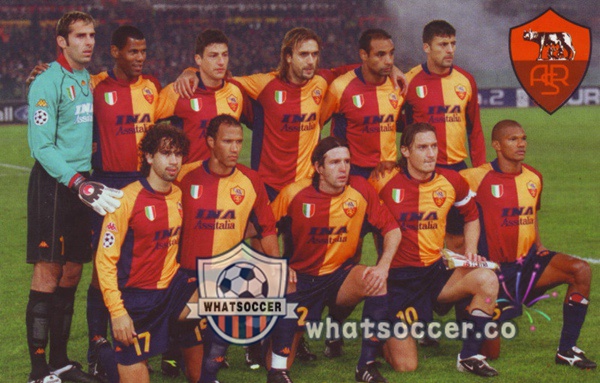 2001-2002 Roma Third Away Retro Jerseys Long Sleeve Yellow Red