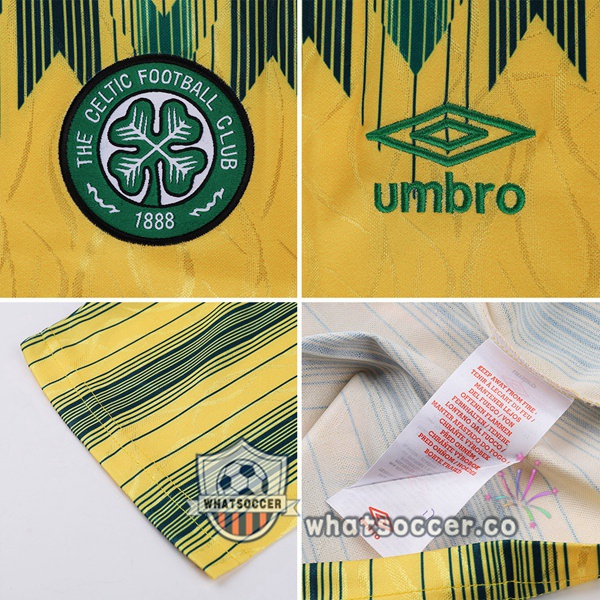 1991-1992 Celtic FC Away Retro Jerseys Yellow