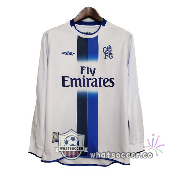 2003-2005 FC Chelsea Away Retro Jerseys Long Sleeve White
