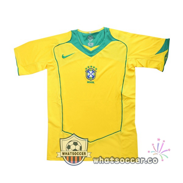 2004 Brazil Home Retro Jerseys Yellow