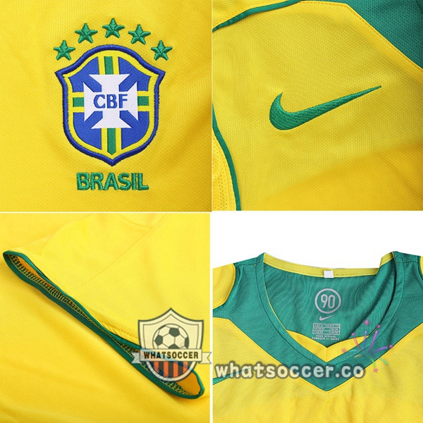 2004 Brazil Home Retro Jerseys Yellow
