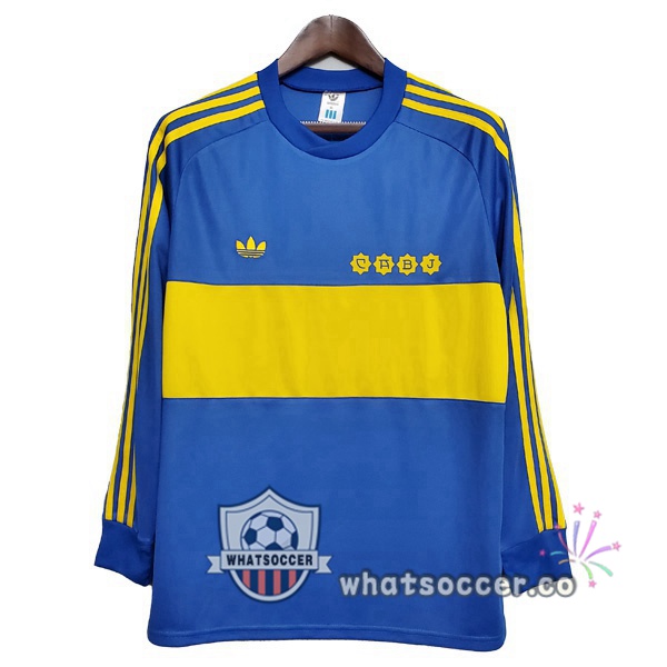 1981 Boca Juniors Home Retro Jerseys Long Sleeve Blue