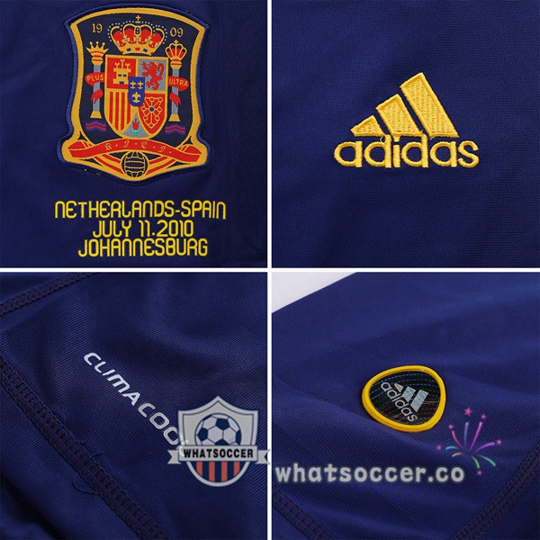 2010 Spain Away Retro Jerseys Long Sleeve Blue