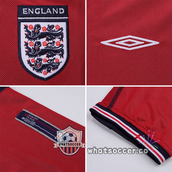 2002 England Away Retro Jerseys Red