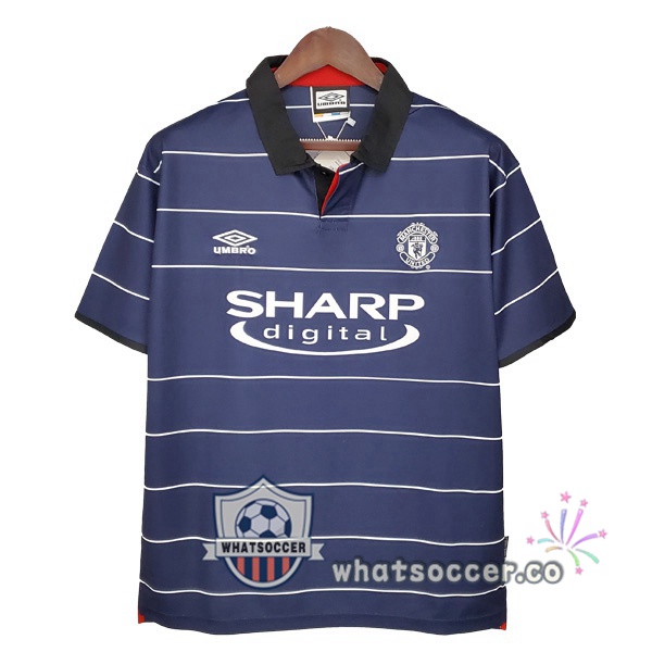 1999-2000 Manchester United Away Retro Jerseys Blue Royal