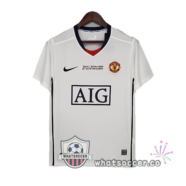 2008-2009 Manchester United Champions League Away Retro Jerseys White