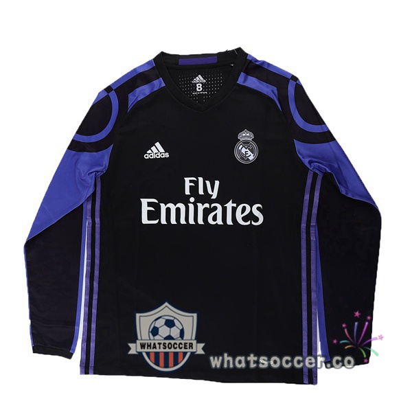 2016-2017 Real Madrid Third Away Retro Jerseys Long Sleeve Black Purple